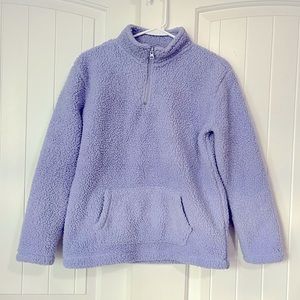 Girls place fuzzy quarter zip sweatshirt.